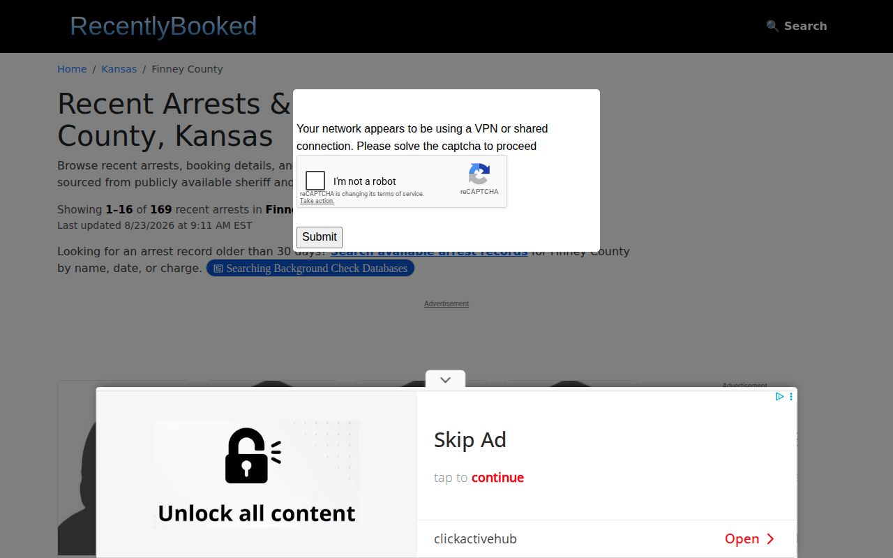 Unofficial Finney County booking news archive requiring official verification