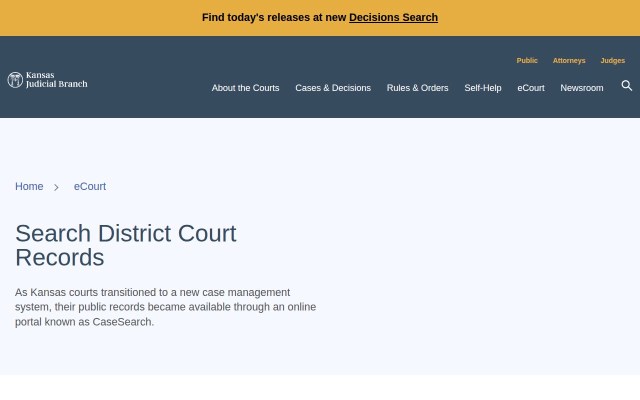 Kansas court disposition search for Finney County arrest records