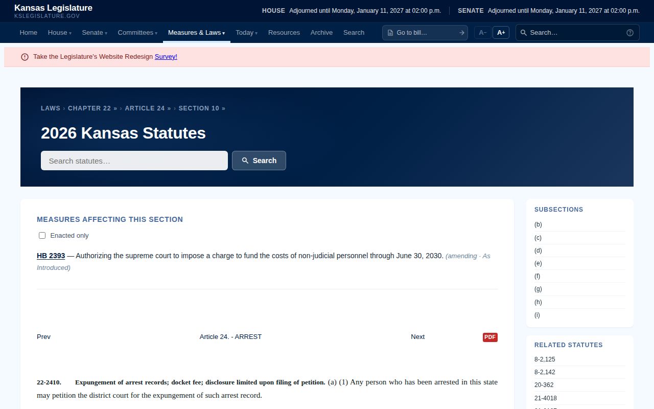 Kansas expungement law for Finney County booking records