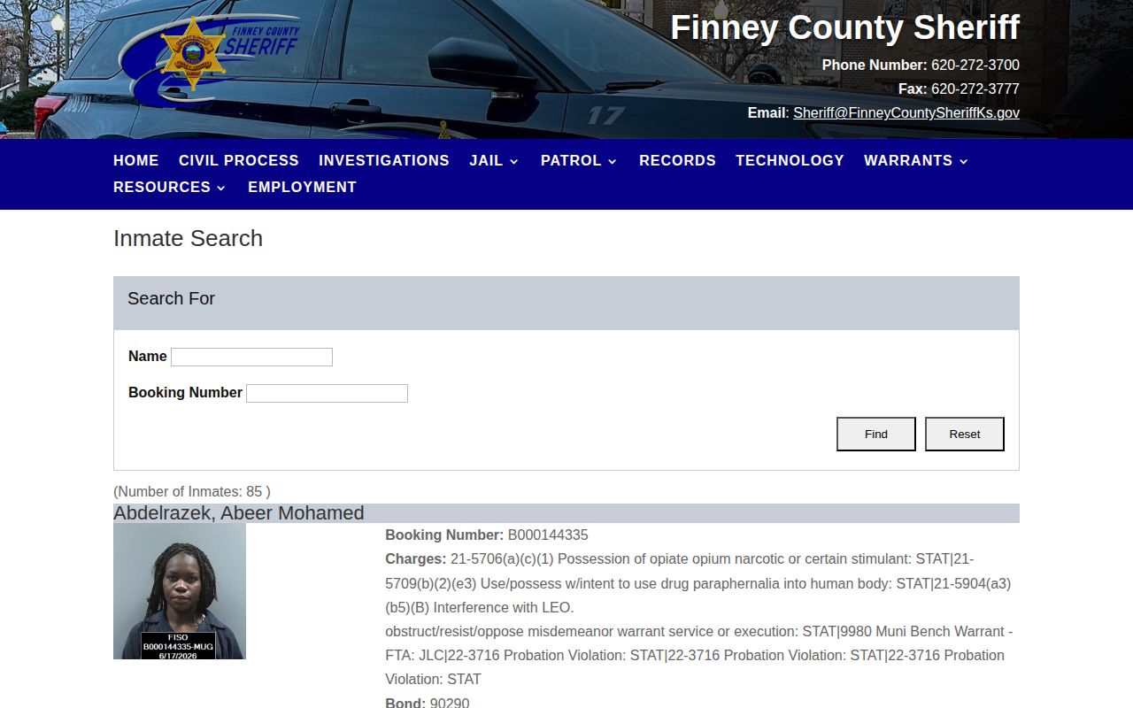 Finney County busted mugshot current jail roster search