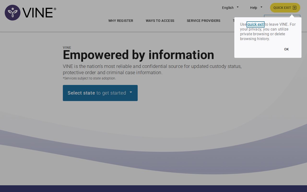 Finney County custody release alerts through VINELink